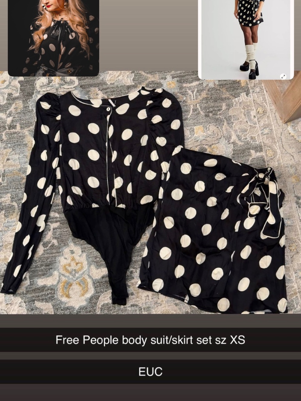 Free people Polka Dot Two-Piece Set - Bodysuit & Skirt